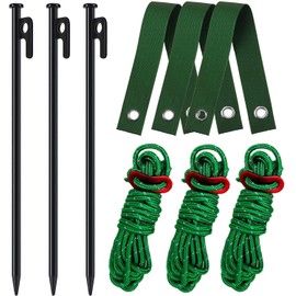 3Pcs Tree Stake Kit, 3Pcs 30CM Heavy Duty Tree Stake with 3Pcs Tree Staking Straps and Anchor Rope for Tree Stakes and Supports in Hurricane Protection & Bad Weather