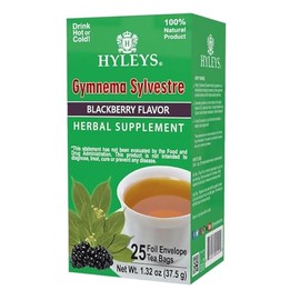 Hyleys Gymnema Sylvestre with Green Tea - Blackberry Flavor - 25 Tea Bags (6 Pack - 150 Tea Bags Total)