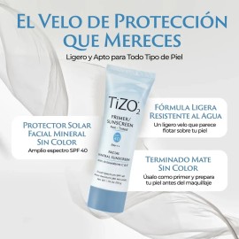 Tizo 2 Protector Solar Facial Mineral SPF 40 Sin Color Antioxidantes 50g