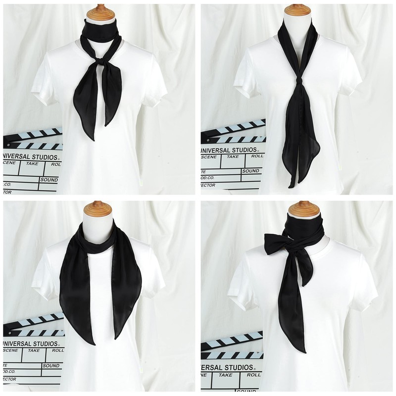 GERINLY Solid Color Long Neckerchief Pure Skinny Scarf Necktie for