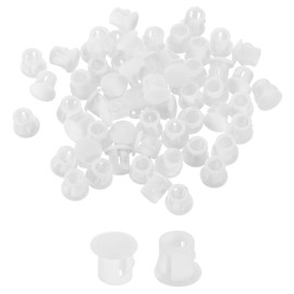 sourcing map 70Pcs Plastic Hole Plugs, 6mm(1/4") Flush Type Panel Plugs, Round Snap Knockout Locking Plugs for Furniture Insert End Caps Panels, White