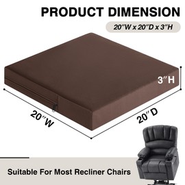 Tromlycs Chair Seat Cushions for Recliners Gel Memory Foam Extra Large Chair Cushions for Seniors 20 x 20 x 3 Inch Brown