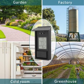 Digital Green Greenhouse Thermometer,Digital Thermometer -20-50℃ Waterproof Max Min Garden Thermometer ABS Temperature Gauge Outdoor Wall Mounted Temperature Meter for Garden Greenhouse,±1℃