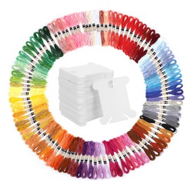 Tofficu 100pcs Multi Embroidery Floss Thread Bobbins for Cross Stitch and DIY Crafts Variety of Cotton String for Easy Organization