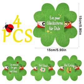 Joycabin 4 Stück Viel Glück Geschenke Prüfung Glücksbringer Geschenk Filz Schokolade Verpackung Geschenk Glückliche Vierblätter Geschenk Abschiedsgeschenk für Abitur Bachelor Master Kollegen Freund