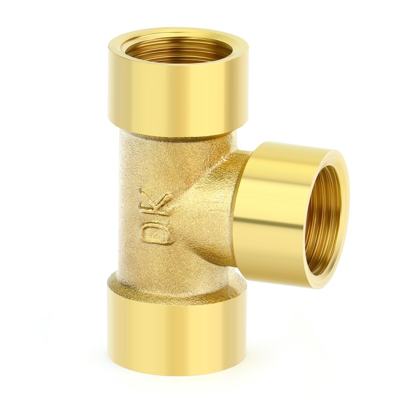 GASHER 5Pcs Brass Tee Fitting, 3/8" x 3/8" x 3/8"