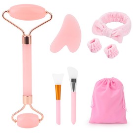 FIDWALL Pink Gua Sha & Jade Roller Set, Face Massager Kit with Jade Roller & Gua Sha Stone, Preppy Skincare Tool for Relaxing Facial Massage, Guasha Tool for Face and Neck Skincare Routine