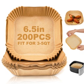 Ctizne Air Fryer Liners Disposable, 200PCS 6.5 Inch Square Parchment Paper Liner for Air Fryer, Grease and Waterproof Baking Liner for 3-5 QT Airfryer Basket