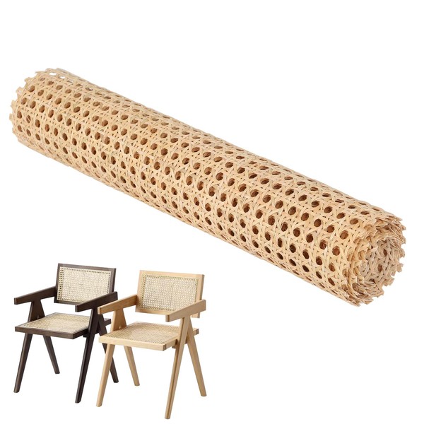 Hessian Fabric Roll, Rattan Cane Webbing, Rattan Pressed Cane Webbing Sheet, Woven Cane Roll for Furniture, Chair, Cabinet, Ceiling, Basket, for Caning Material DIY Supplies (50 * 200cm)