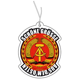 2x Duftbaum mit schöne Grüße aus dem Osten Motiv, Auto lustig Duftspender, Duftbaum Auto tuning, Lufterfrischer, Duftanhänger Auto, Duftbaum Set Auto