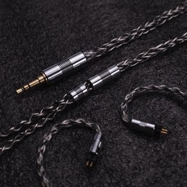 Yongse White Zebra 0.78 2pin Earphone Upgraded Replacement Cable 7N Monocrystalline Copper Silver Plated IEM Monitors Headphone Audiophile Cables (3.5mm)