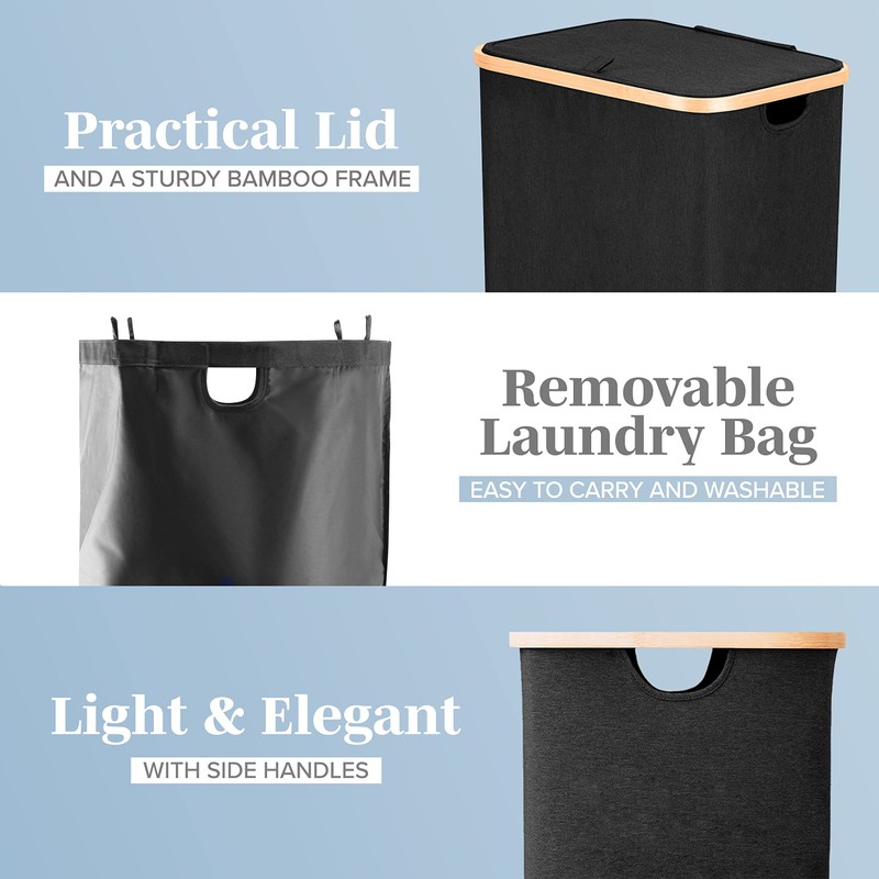 LONBET Laundry Basket with Lid, Made from Breathable Fabric |