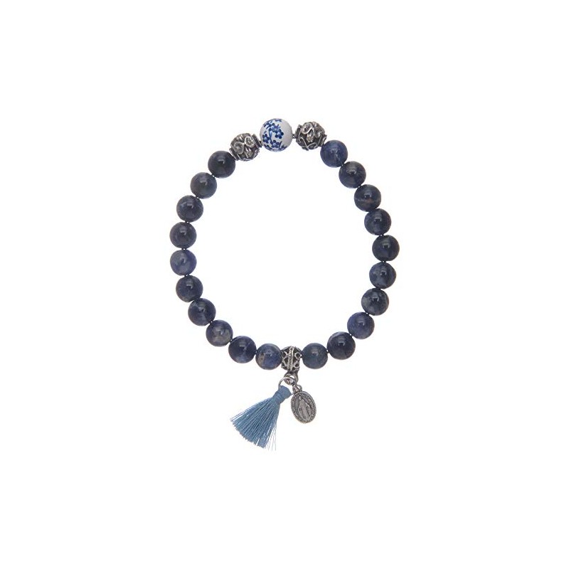 Holyart Elastischer Armband blaue Sodalith Perlen 8mm