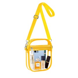 Fibrdoo Clear Crossbody Purse Bag, Clear Bag Stadium Approved with Front Pocket for Concerts Sports Festivals (Yellow-large)