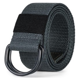 maikun Mens & Womens Canvas Belt with Black D-ring 1 1/2" Wide, Cloth Dark Grey Belt for Men, Length 150cm