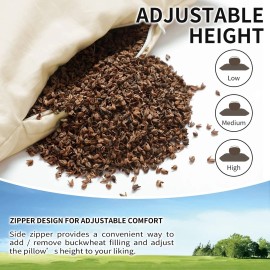 LOFE Organic Buckwheat Pillow for Sleeping - 16''x22'', Adjustable Loft, Breathabl...