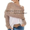 Knitted Cable Wrap Shawl with Sleeves, Multifunctional Scarf(Khaki)