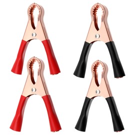 4-Pack Insulated Alligator Clips 100A Jumper Cables Clamp for Charging and Testing Batteries Electrical Heavy Duty Alligator Clamps Metal Spring Loaded Clips for Car Auto Vehicle Boat(Black & Red)