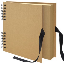 Remowith 20.5 x 20.5 cm 40 Pages DIY Scrapbook Photo Album Hardcover Kraft Blank Page Memory Book for Wedding Anniversary Family Baby Khaki