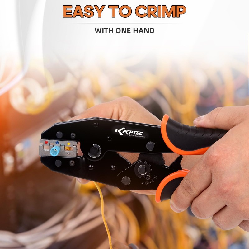 KF CPTEC 5PCS Ratchet Wire Crimping Tool Kit with Quick-Change