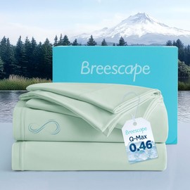 Breescape Cooling Sheet Set Queen Size - BlendTek™ Dry & Cool Technology for Hot Sleepers and Night Sweats, Q-Max>0.46, Deep Pocket Up to 18", 360° Elastic Band, Mint Green