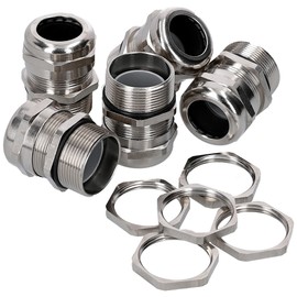 Kalitec PG7 Cable Gland Brass 2.5-6.5 mm Clamping Range I PG7 Lock Nut Brass I Long Thread I Gas and Waterproof Cable Guide Pack of 5