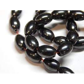 Pack of 45 Hematite Beads Black Beads 8 x 6 mm Oval Strand Non-Magnetic Synthetic Hematite Loose Beads Charms