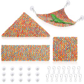 3 Pcs Reptile Hammock Bearded Dragon Hammock with 15 Suction Cups Hooks Bearded Dragon Tank Accessories Reptile Tank Decor for Climbing Reptiles Lizards Chameleon Gecko Snakes (Red, 3 Pcs)