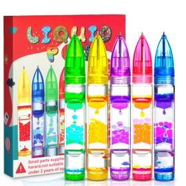 Liquid Pens Christmas Stocking Stuffers for Kids, Travel Essential Toy Fun Cool Pens Autism ADHD Anxiety Stress Relief Item Quiet Fidget Sensory Autistic Desk Toys Classroom Gift for Boys Girls (5PCS)