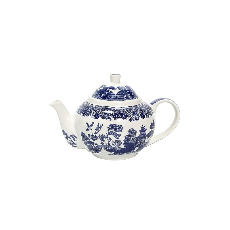 UNIQUE HOME LIVING Blue Willow Ceramic Teapot 1 Litre Georgian