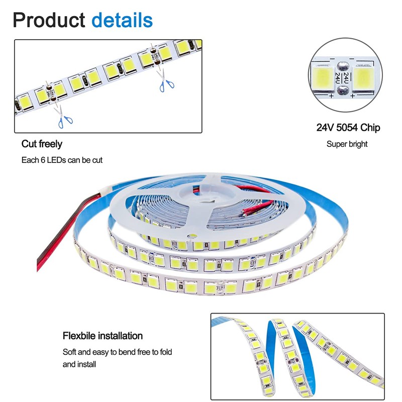 Tesfish 12 V LED Strip Light, 5 m Pure White