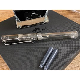 Jinhao 599 Transparent Fountain Pen + 5pk BLUE Cartridges...(Jinhao 599 Transparent Clear, Pen + Cartridges)