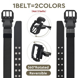 PlusZis Men's Belts Double Prong Reversible, Tactical Style Belt 1.5" Width for Men 2 color in 1, Belt For Hiking Rigger