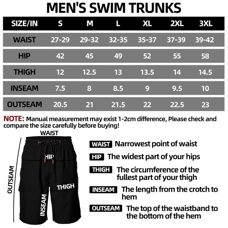 Mens Swim Trunks - No Mesh Liner, 9" Inseam Stretch