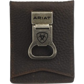 Ariat Ariat Shield Bottle Opener Money Clip Bifold Wallet Brown Rowdy One Size