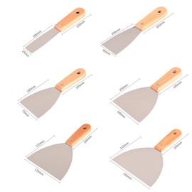 NAMYEUT 6 Piece Spatula Set, Stainless Steel Spatula with Wooden Handle, Painter's Spatula Spatula Tool for Plaster Work with Putty Application and Smoothing of Spatula Mortar