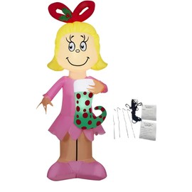 Christmas Inflatable Cindy Lou Who with Stocking 5 Foot Air-Blown Inflatable Blow Up - Comes with Tether Stakes, Rope, Power Supply and a Bonus Repair Patch