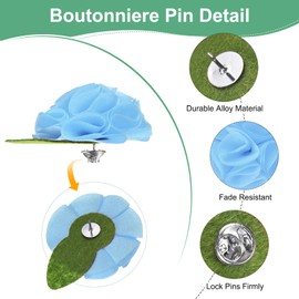 M METERXITY 12-Pack Lapel Pin for Men, 2.56" Handmade Flower Brooch Button Pins for Men Suits, Formal Boutonnieres for Gentleman/Wedding/Groom/Tuxedo/Corsage/Accessories [Blue]