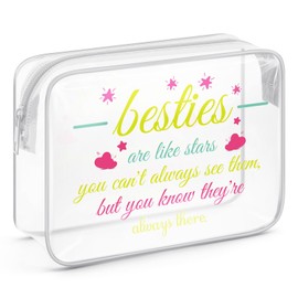 Besties Gifts for Women Clear Makeup Bags with Zipper Best Friend Birthday Gifts for Girls Cosmetic Travel Bag Organizer Friendship Gifts for Women Friends Unique Work Besties Gifts for Christmas