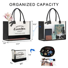 BeeGreen Mother's Day Grandma Gifts, Grandma Retirement Gifts Tote Bag with Leather Handles, Birthday Cool-Presents for Grandma, Nana Gifts Top Handle Handbags