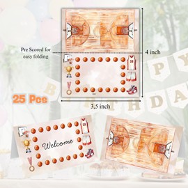 Basketball Table Place Cards - Set of 25 - Name Cards for Birthday Party Favors, Sports Themed Party Decorations (Basketball)