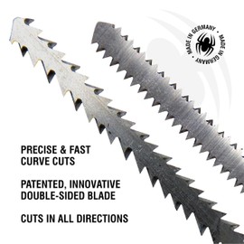 Spyder 4-Inch Double-Sided Jig Saw Blades for Wood, Chrome Vanadium Steel, 2-Pack, 17/19-TPI, T-Shank Compatible with All Major Brands (300100)