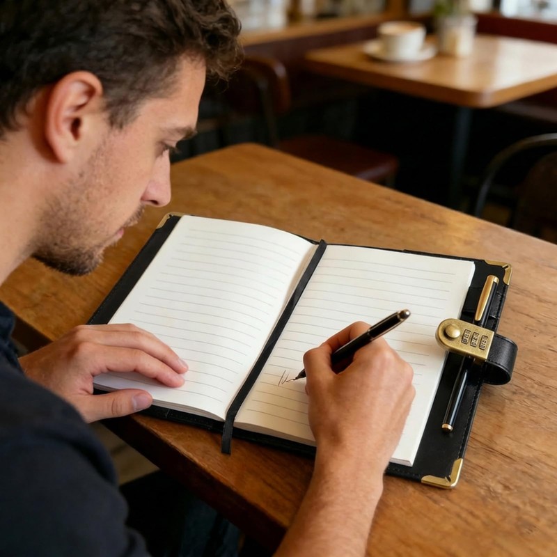 SIMDAO A5 Vintage Leather Journal With Lock, Secret Diary Gift