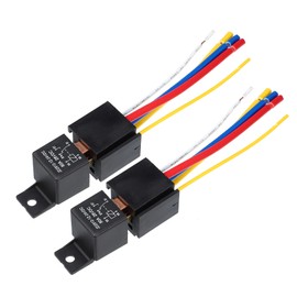 X AUTOHAUX 2 Pcs Car Relay with Socket Harness 5 Pin 24V 80Amp Model JD2912 80A 28VDC Automotive Relay Switches