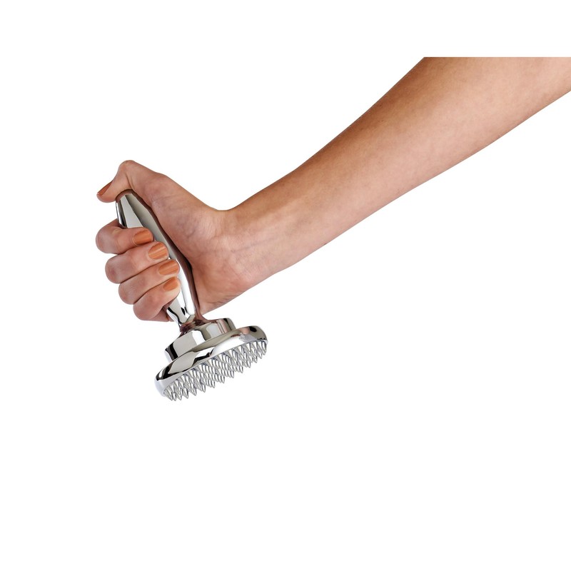 HIC Kitchen Dual Sided Meat Tenderizer Marinating Prep Tool, Chrome-Plated