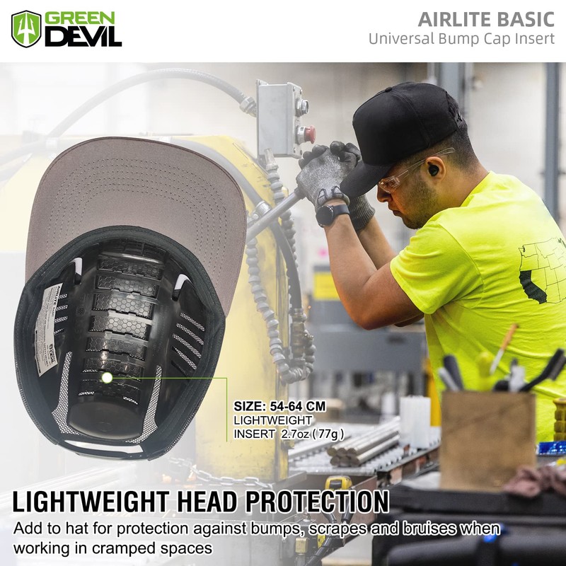 GREEN DEVIL Universal Bump Cap Insert for Baseball Caps Vented