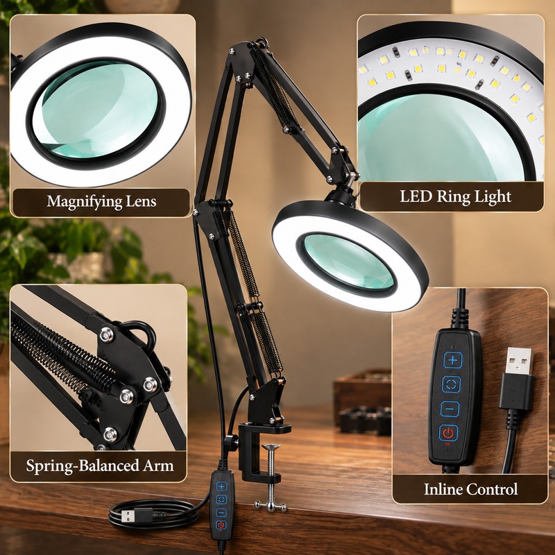 LED Magnifying Lamp for Precision Work – 72 LED USB