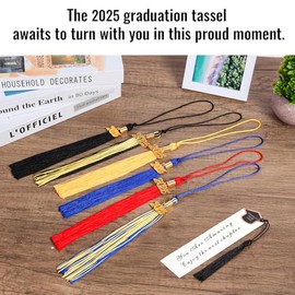 2025 Tassel Graduation, Graduation Tassel 2025 with 2025 Year Charm, 9" Size, Premium Silk Thread & Metal Charm, Commemorative Keepsake for Class of 2025 (Blue Gold)