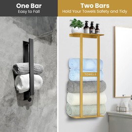 BSNBIC Bathroom Towel Storage Rack, Wall Mounted Bathroom Towel Rack, 30 inch Heavy Duty 6 Large Towels, Wall Mounted Towel Rack for Rolled Towels, Gold