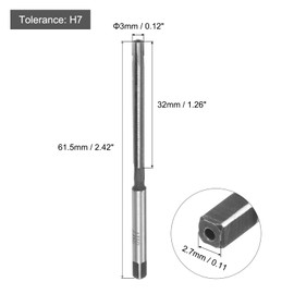 QUARKZMAN Hand Reamer 3 mm H7 Metric Reamer Drill for Metal Wood Hole Reaming, Straight Grooves 9SiCr Alloy Steel Cutting Tool